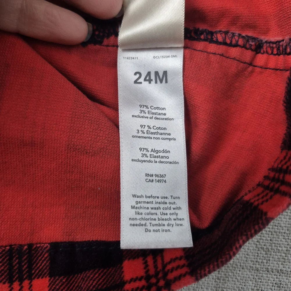 OshKosh B'gosh Red Plaid Corduroy Overall Dress Jumper 24M